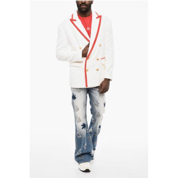 Dsquared² Terry Cotton Double Breasted Blazer with Golden-Buttons - Image 4