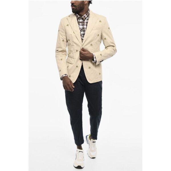Dsquared² Embroidered Cotton Twill 2 Buttons with Flap Pockets - Image 4
