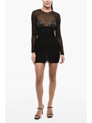 Dsquared² Draped Mini Dress with Sheels Detail