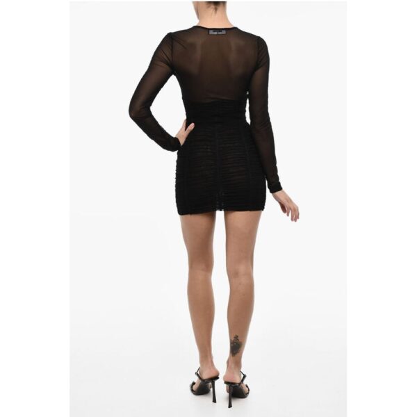 Dsquared² Draped Mini Dress with Sheels Detail - Image 2
