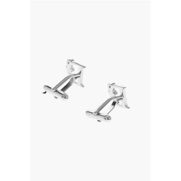 Dsquared² Silver-Tone Brass D2 STATEMENT Cufflinks - Image 2