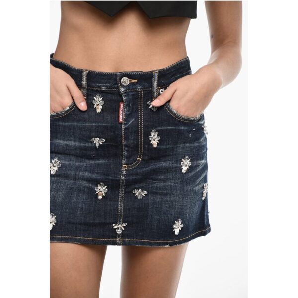 Dsquared² Denim Miniskirt with Jewels - Image 3