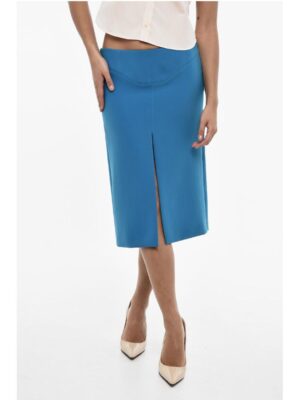 Dsquared² Regular Waist Solid Color Longuette with Frontal Split