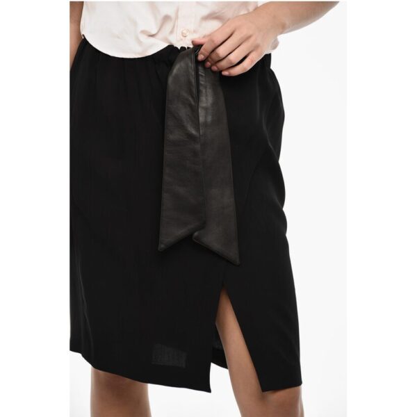 Dsquared² Solid Color Longuette With Leather Belt and Frontal Split - Image 3