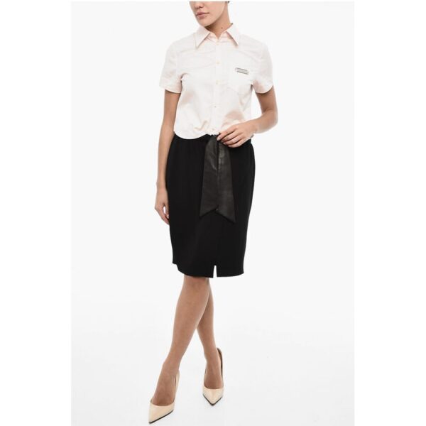 Dsquared² Solid Color Longuette With Leather Belt and Frontal Split - Image 4