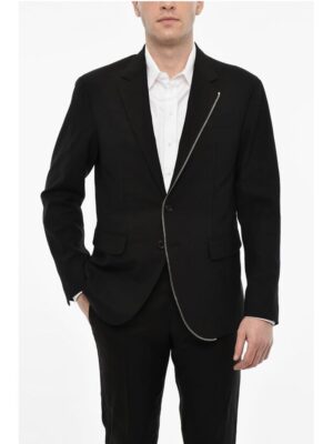 Dsquared² Wool Blend Single Breasted Blazer With Zip Details