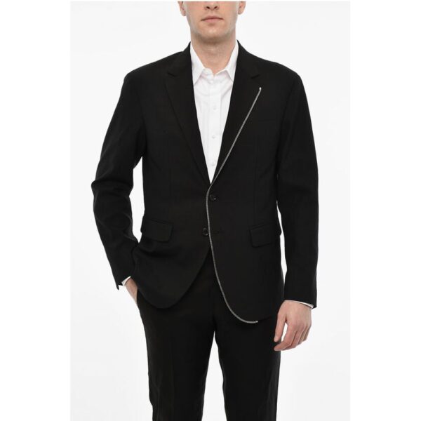 Dsquared² Wool Blend Single Breasted Blazer With Zip Details