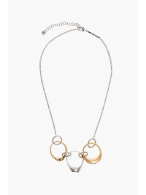 Dsquared² Brass Necklace with Ring Charms Embellished with Zirconias