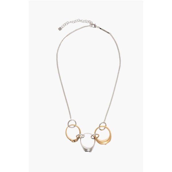 Dsquared² Brass Necklace with Ring Charms Embellished with Zirconias