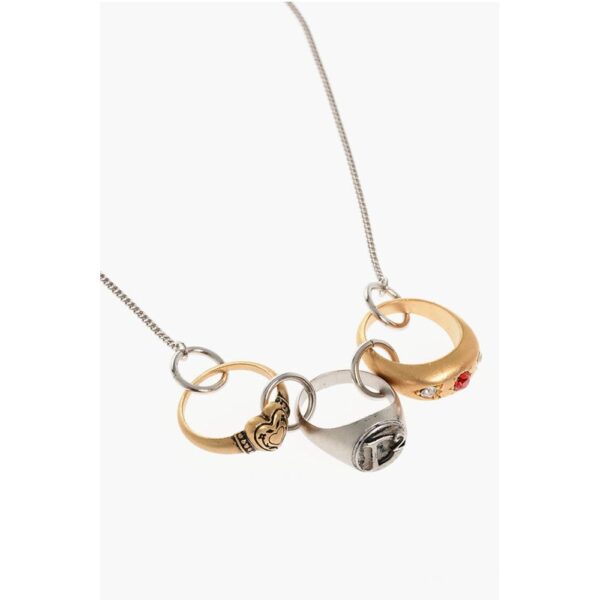 Dsquared² Brass Necklace with Ring Charms Embellished with Zirconias - Image 2