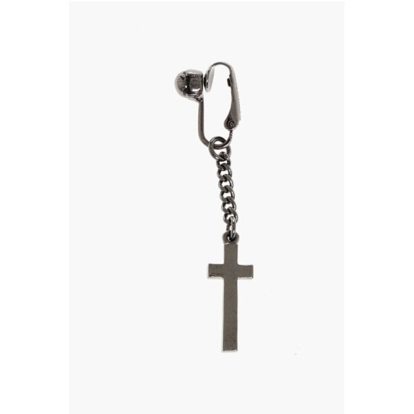 Dsquared² Metal Single Clip-On JESUS Earring with Cross-Shaped Pendant