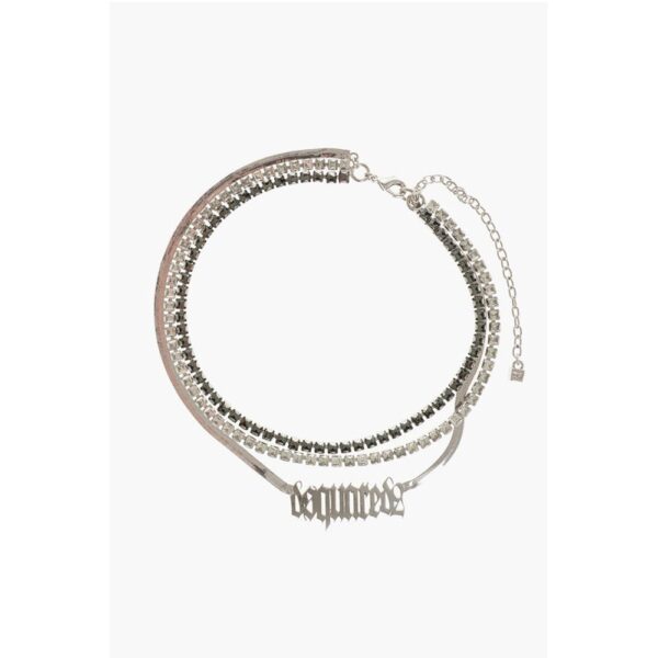 Dsquared² Metal GOTHIC Necklace with Rhinestone Embellishment