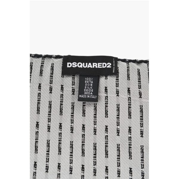 Dsquared² Silk Pocket Square with All-Over Logo - Image 3