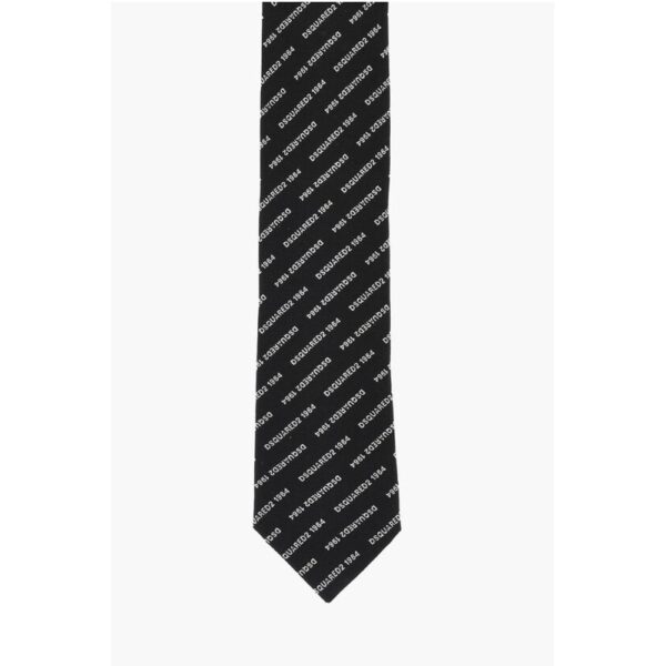 Dsquared² Silk Tie with All-Over Logo - Image 2