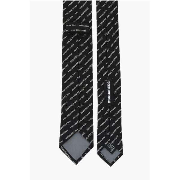 Dsquared² Silk Tie with All-Over Logo - Image 3