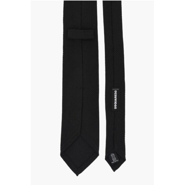 Dsquared² Solid Color Silk Tie with Micro Patterns - Image 3