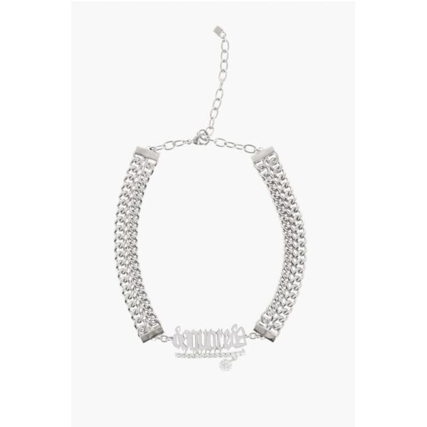 Dsquared² Metal Choker Necklace with Rhinestone Embellished Detail