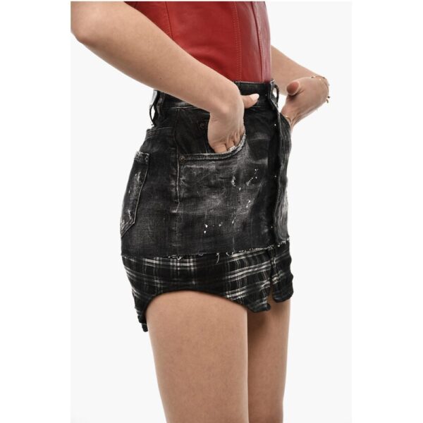 Dsquared² Distressed Double Fabric Denim Skirt - Image 3