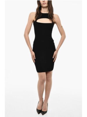 Dsquared² Solid Color Bodycon Dress with Cut Out Details
