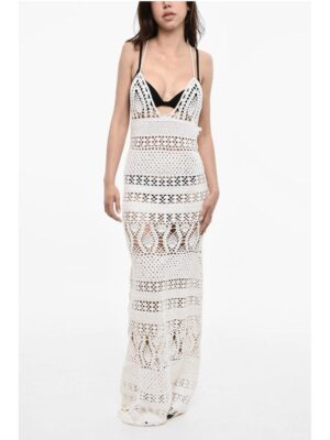 Dsquared² Deep Neckline Crochet Maxi Dress