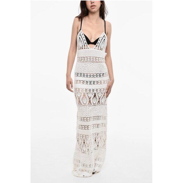 Dsquared² Deep Neckline Crochet Maxi Dress