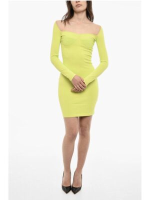 Dsquared² Solid Color Bodycon Dress with Draped Details