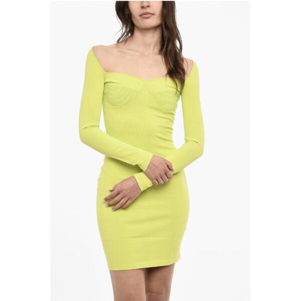 Dsquared² Solid Color Bodycon Dress with Draped Details - Image 4