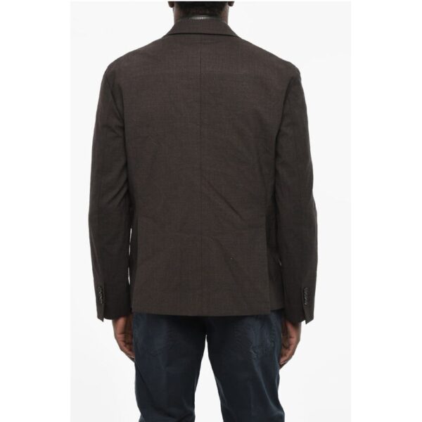 Dsquared² Virgin Wool Blend 1 Buttons Blazer with Faux Leather Details - Image 2