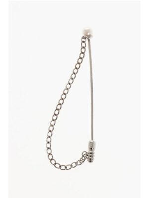 Dsquared² Metal Pin with Silver-Tone Chain and Bead Detail