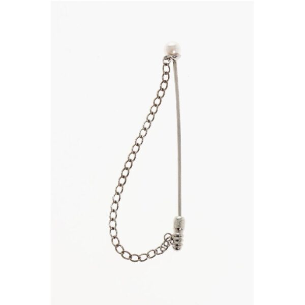 Dsquared² Metal Pin with Silver-Tone Chain and Bead Detail