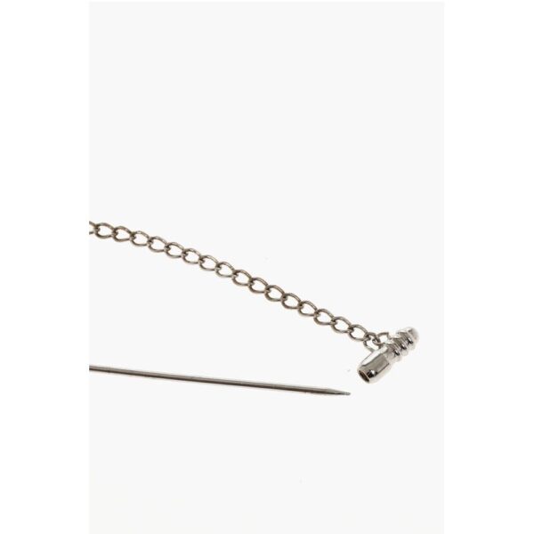 Dsquared² Metal Pin with Silver-Tone Chain and Bead Detail - Image 3