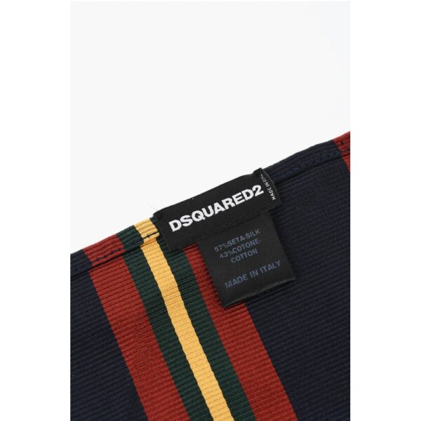 Dsquared² Striped Silk and Cotton Pocket Square - Image 3