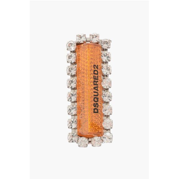 Dsquared² Metal D2 REFLECTOR Pin Embellished with Rhinestones