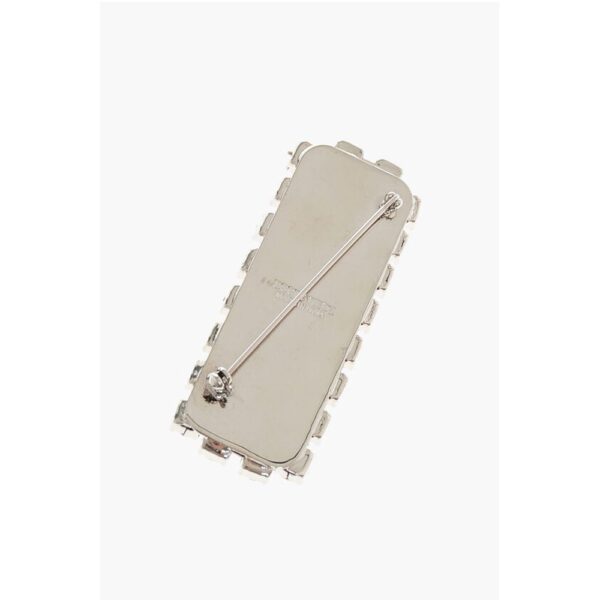 Dsquared² Metal D2 REFLECTOR Pin Embellished with Rhinestones - Image 2