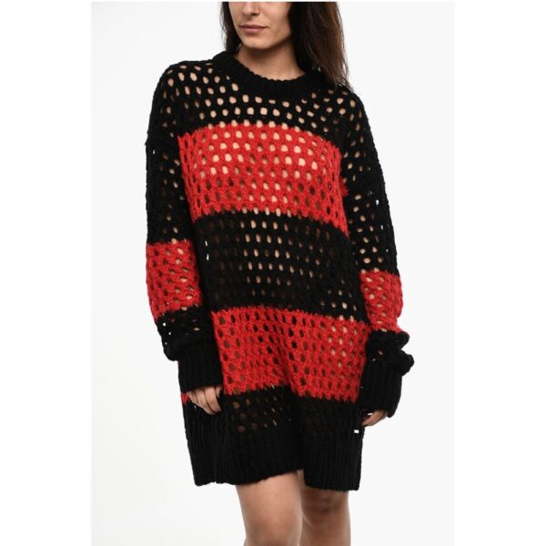 Dsquared² Openwork Knitted Striped Maxi Dress - Image 4