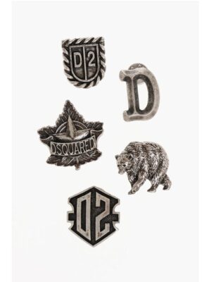 Dsquared² Set of 6 Silver-Tone Metal Brooches