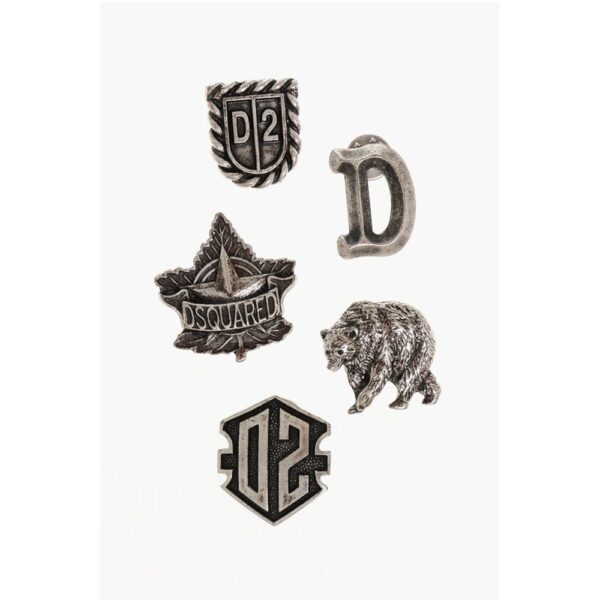 Dsquared² Set of 6 Silver-Tone Metal Brooches
