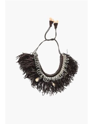 Dsquared² Metal AFRICAN HYENA Plastron Necklace with Fringes and Charm