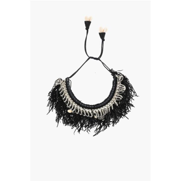 Dsquared² Metal AFRICAN HYENA Plastron Necklace with Fringes and Charm