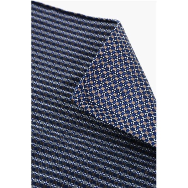 Dsquared² Micro Checked Silk and Cotton Pocket Square - Image 3