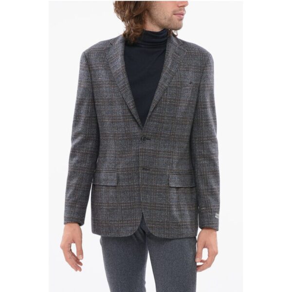 Nino Danieli Tartan Half-Lined Wool Blazer With Flap Pockets