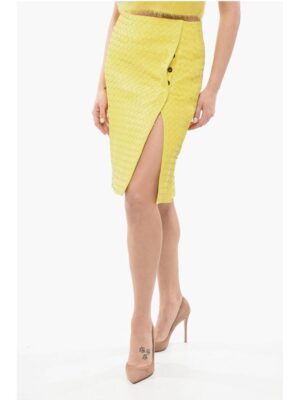 Bottega Veneta Woven Leather Skirt with Side Closure