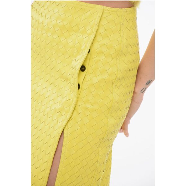 Bottega Veneta Woven Leather Skirt with Side Closure - Image 3