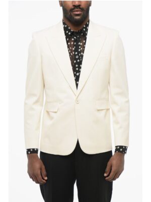 Saint Laurent Wool Slim Fit Blazer with Peak Lapel