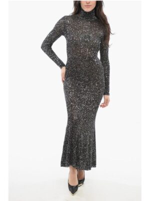Balenciaga Sequined Maxi Dress with Turtleneck