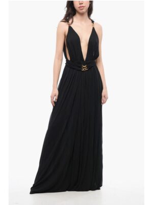 Saint Laurent Pleated Dress with Chain Detail