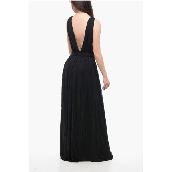 Saint Laurent Pleated Dress with Chain Detail - Image 2