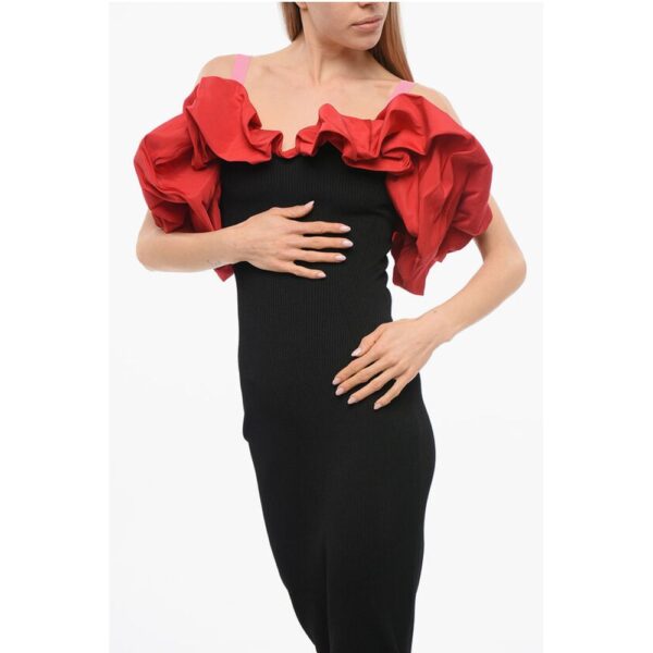 Alexander McQueen Knitted Cold-Shoulder Dress with Ruffled Detail - Image 3