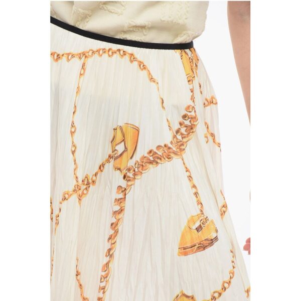 Burberry Asymmetric Pleated Skirt with Golden Motif - Image 2