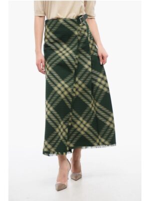 Burberry Wool Wrap Skirt with Fringed Hem